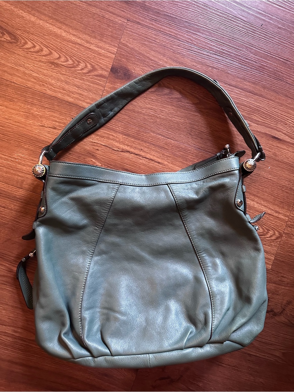 Y2K b. makowsky teal Leather Shoulder Hobo bag